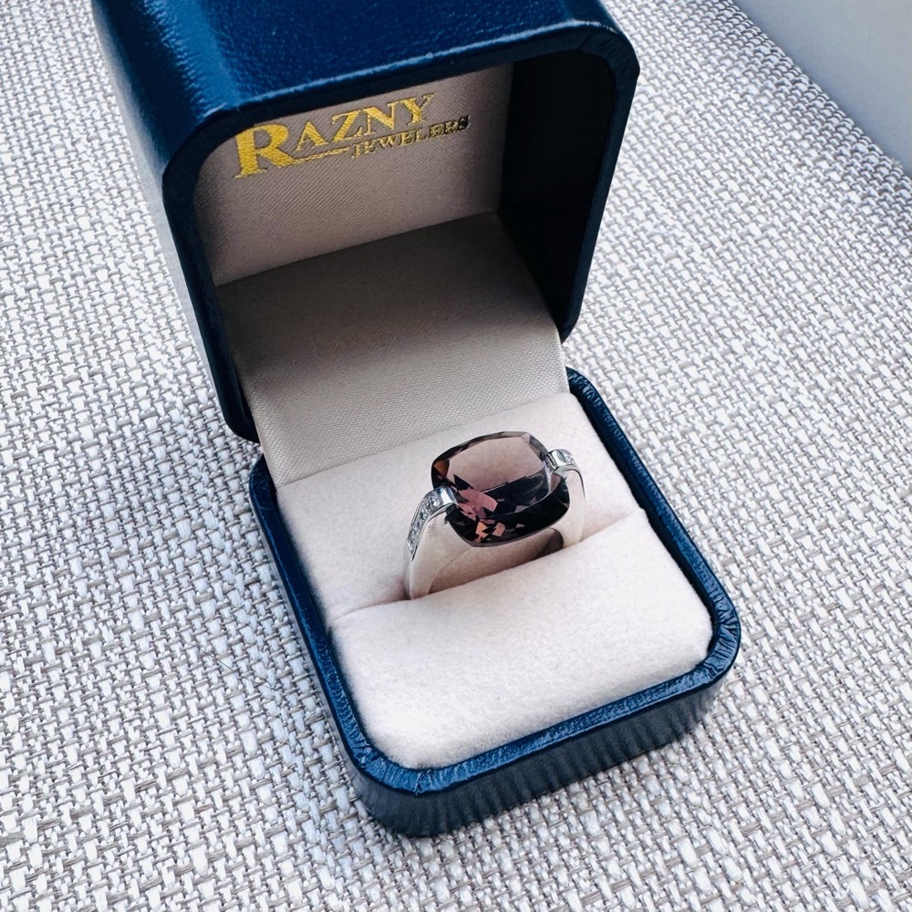 Pianegonda Smoky Topaz Italian Sterling Silver Statement Ring, Size 7